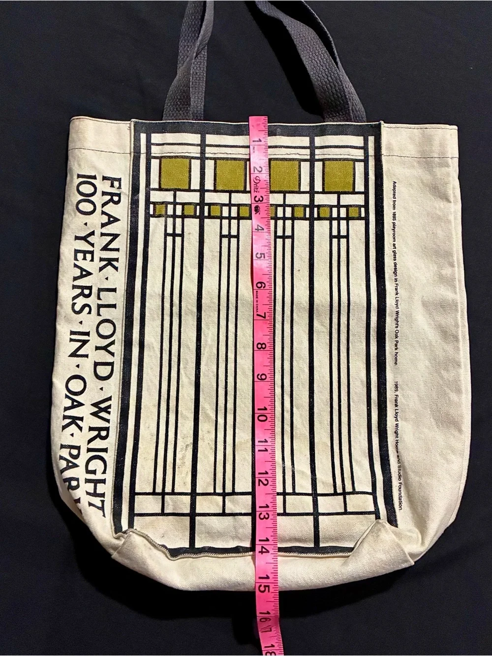 Vintage 1989 Frank Lloyd Wright Canvas Tote Bag